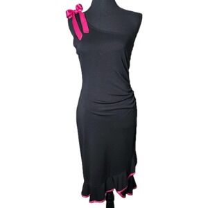 My Michelle M Vintage Y2K Dress One Shoulder Bow Asymmetrical WhimsiGoth Ruffled